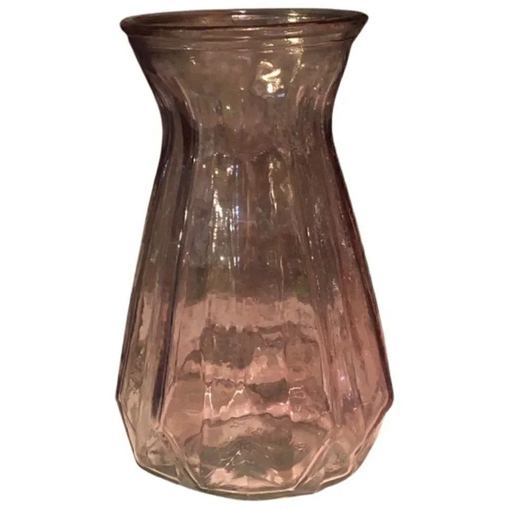 Transparent Pink Geometric Cut Vase